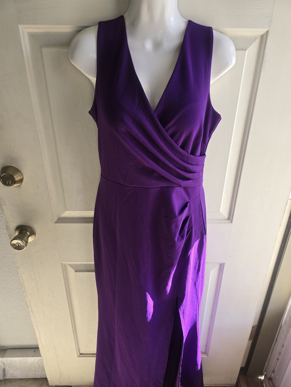 Sleeveless Purple Wrap-Front Maxi Dress